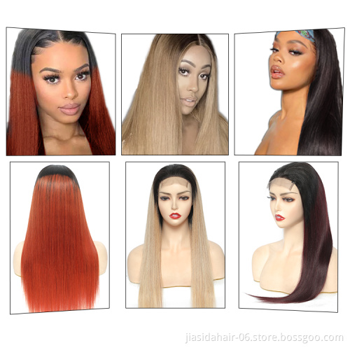 T1B350 Wholesale Highlight Bleached Knots Brazilian 4x4 Colored Closure Ombre HD Lace Front Wigs Virgin Human Hair Wigs
